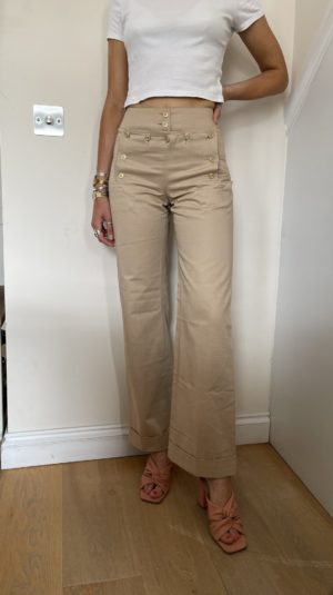 Alexander McQueen Beige Button Up Sailor Trousers