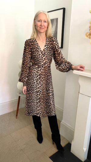 Ganni Leopard Print Midi Dress