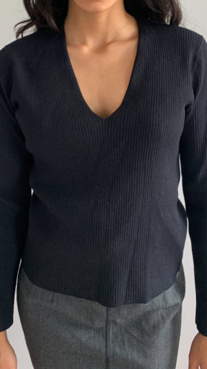 Michael Kors Navy V Neck Top