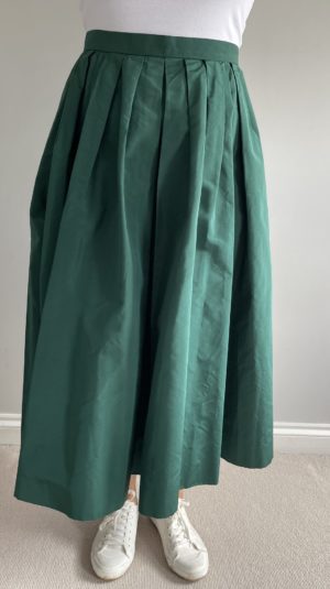 Yves Saint Laurent Green Midi Pleated Skirt