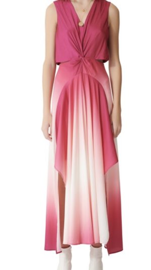 Maje Resia Pink Dress Pink Ombré Maxi Cut Out Dress