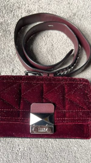 Karl Lagerfeld Burgundy Velvet Belt Bag