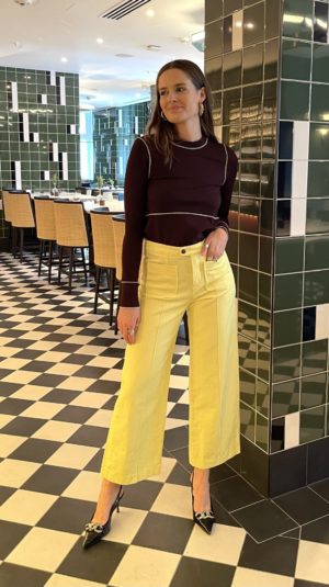 Soeur Yellow Flared Straight Cut Trousers