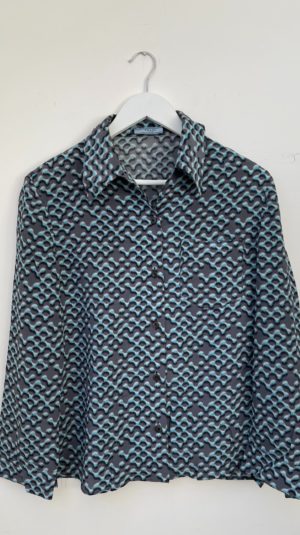 Prada Silk Blue Patterned Blouse CN