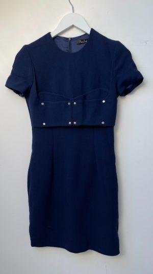Marios Schwab Navy Wool Mini Dress