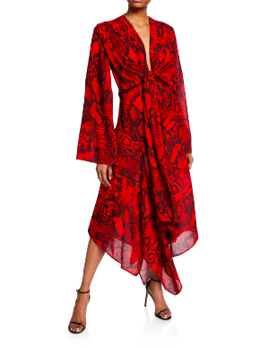 Solace London Nelli Wrap-effect Snake-print Crepe De Chine Midi Dress