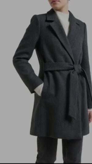 NAF NAF ACHAMEAU – Classic coat Wool Blend Dark Grey Size Uk 10 Rrp €129
