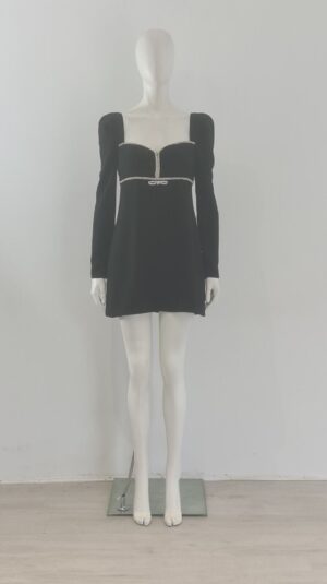 SELF PORTRAIT Black Bow Dress UK 8 EU 36 Mini Crepe Diamante Ruched Party £350