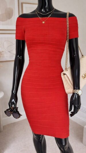 Herve Leger Carmen red bandage dress