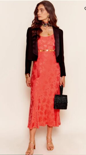 Rixo Oleander floral jacquard midi dress